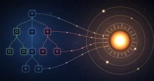 Godot scene tree nodes connected to an AI agent through MCP, illustrating Godot MCP servers for Claude Code