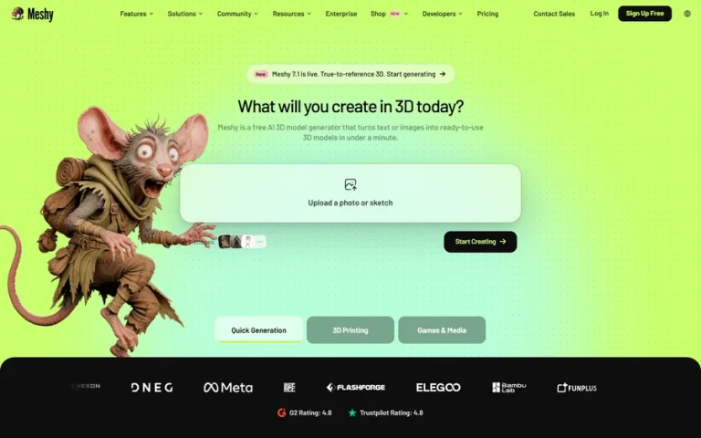 Meshy homepage