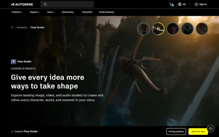 Autodesk Flow Studio homepage